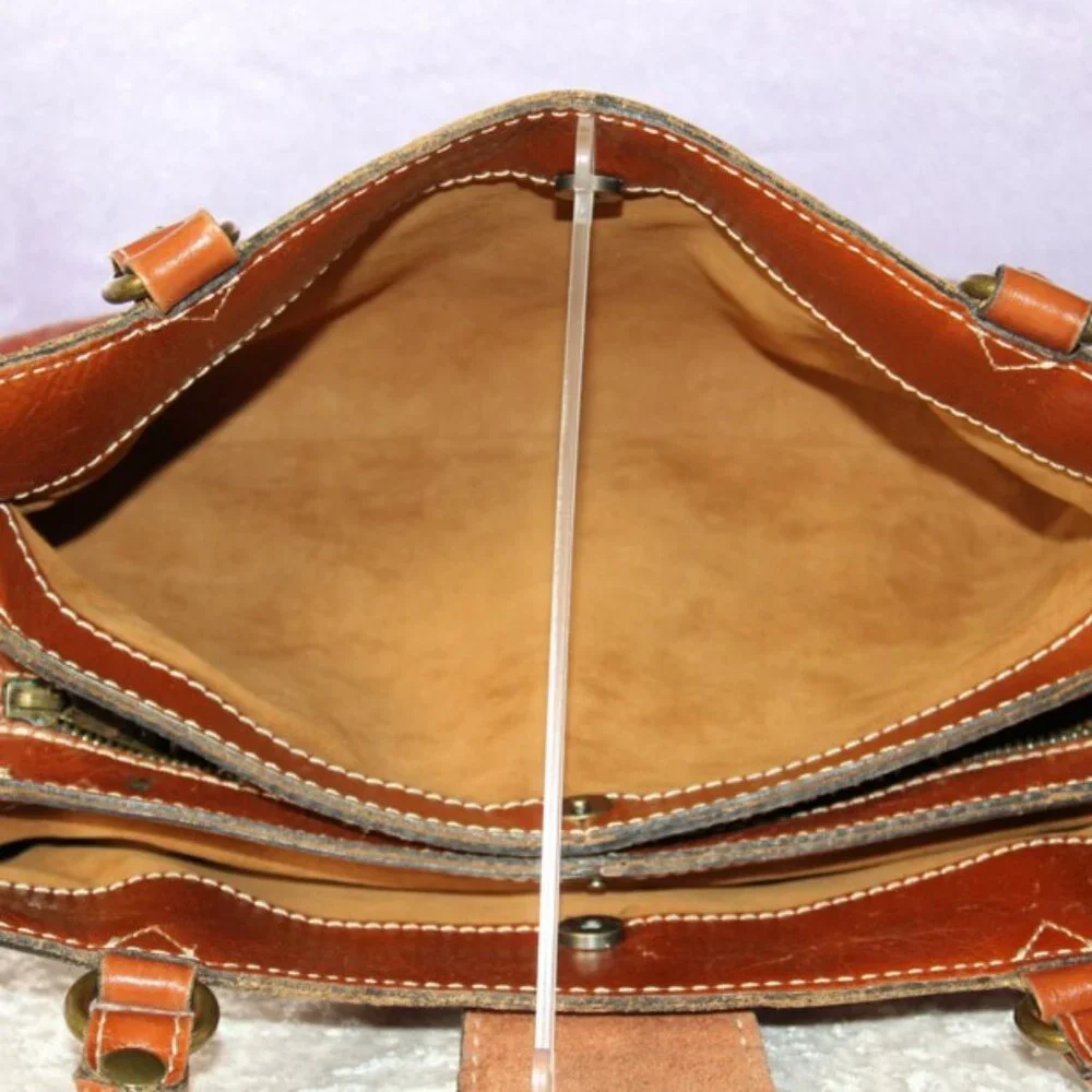Patricia Nash Tooled Leather Satchel in Cognac Brown